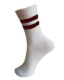 White 2 Strips maroon